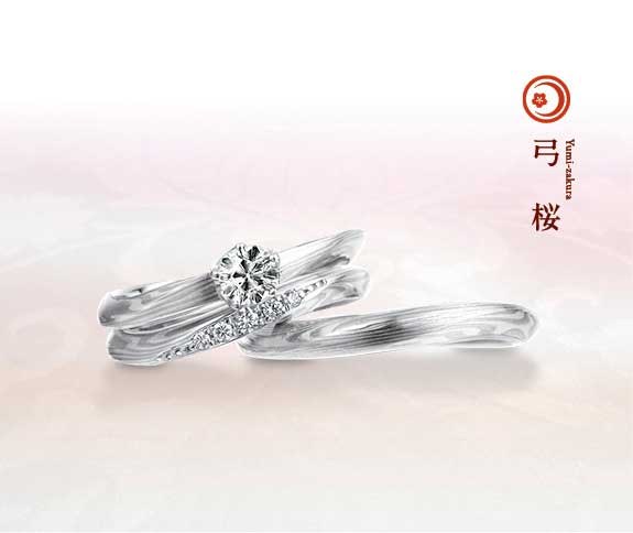 Mokume Gane Japanese Engagement Ring Yumi-Sakura