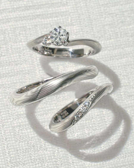 ★杢目金屋★ ブルー ダイヤモンド 結婚指輪 k18 SV 結婚指輪の誕生石・宝石アレンジ | 結婚指輪・婚約指輪の杢目金屋