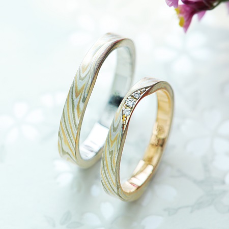 ☆杢目金屋☆ ペアリング 結婚指輪 リング 指輪 K18 SV