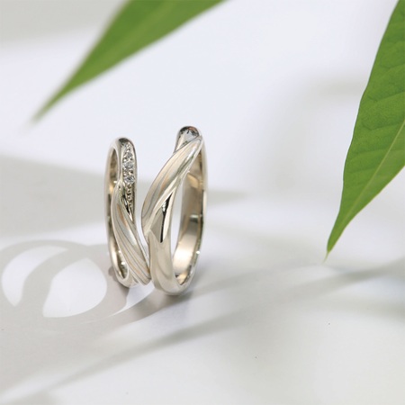 ★杢目金屋★ ブルー ダイヤモンド 結婚指輪 k18 SV 結婚指輪・オーダーメイド専門店 杢目金屋 仙台本店
