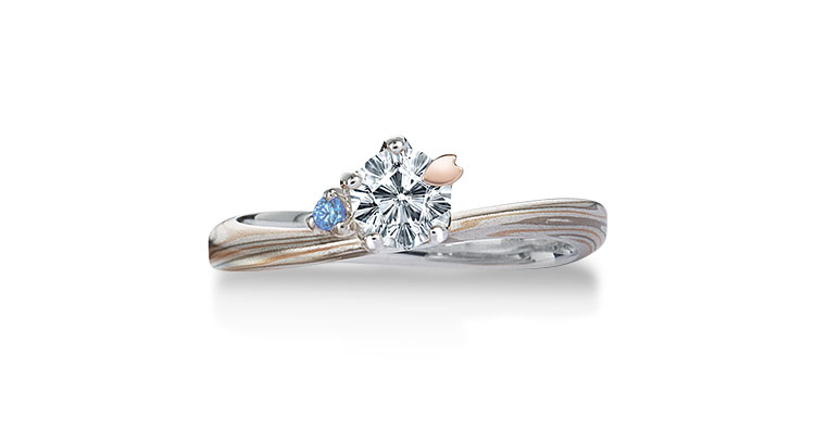 Engagement ring（Koi-kaze）: Sapphire on the surface