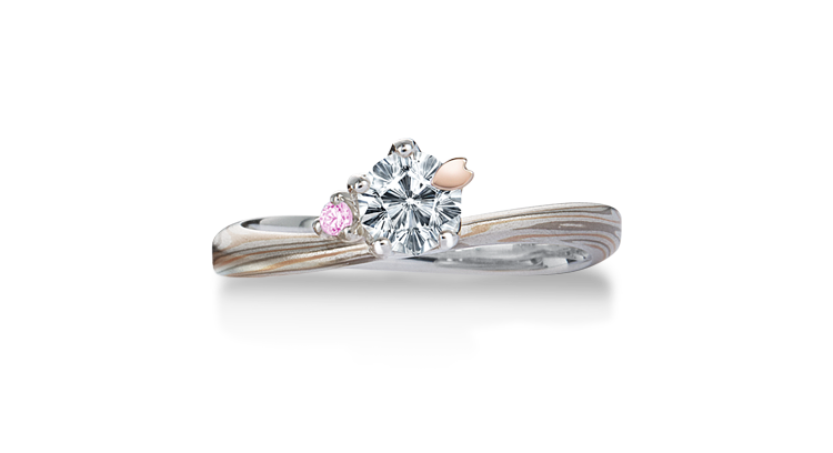 Engagement ring（Koi-kaze）: pink diamond on the surface