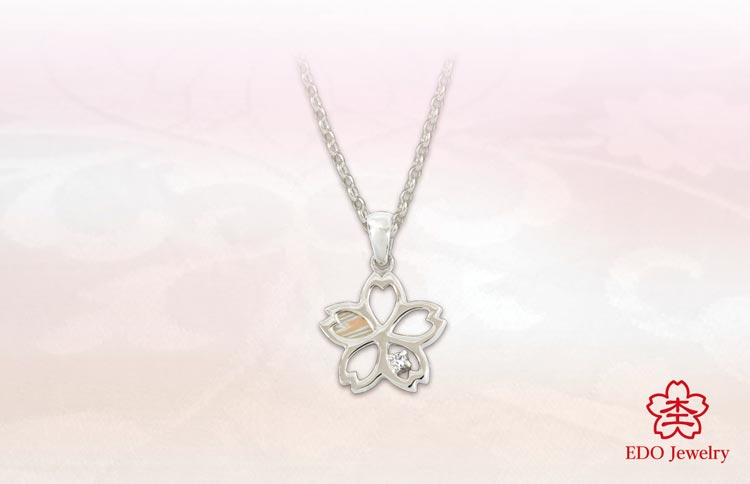 EDO jewelry pendant collection Sakura-Kasane white gold