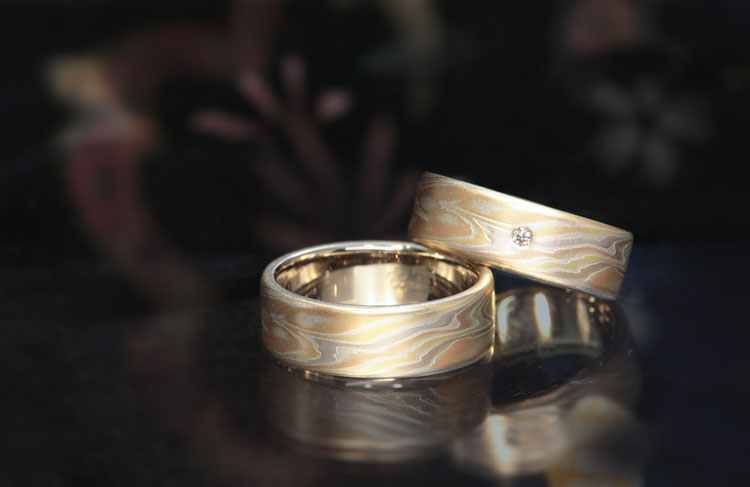 Unique Mokume-Gane Wedding and Engagement Rings