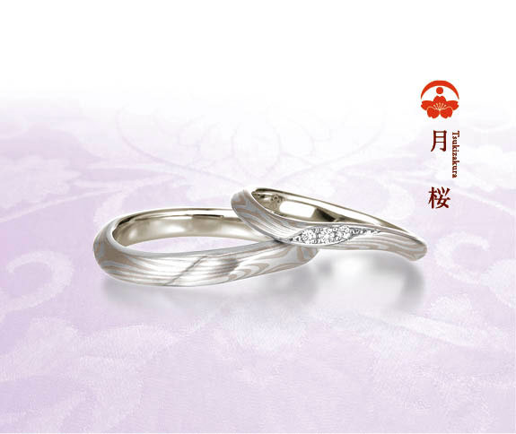 ホワイトゴールドで作る結婚指輪（マリッジリング）　杢目金屋の結婚指輪の人気デザインランキング5位　月桜