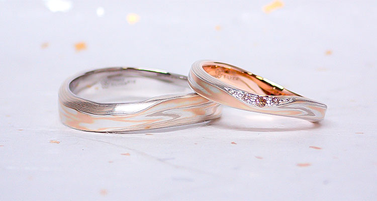 ホワイトゴールドで作る結婚指輪（マリッジリング） ホワイトゴールド×ピンクゴールド×シルバーの結婚指輪 