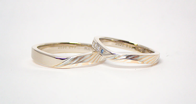 婚約指輪・結婚指輪おすすめ人気デザインランキング　杢目金屋の結婚指輪の人気デザインランキング3位　木目つむぎ　お客さま事例