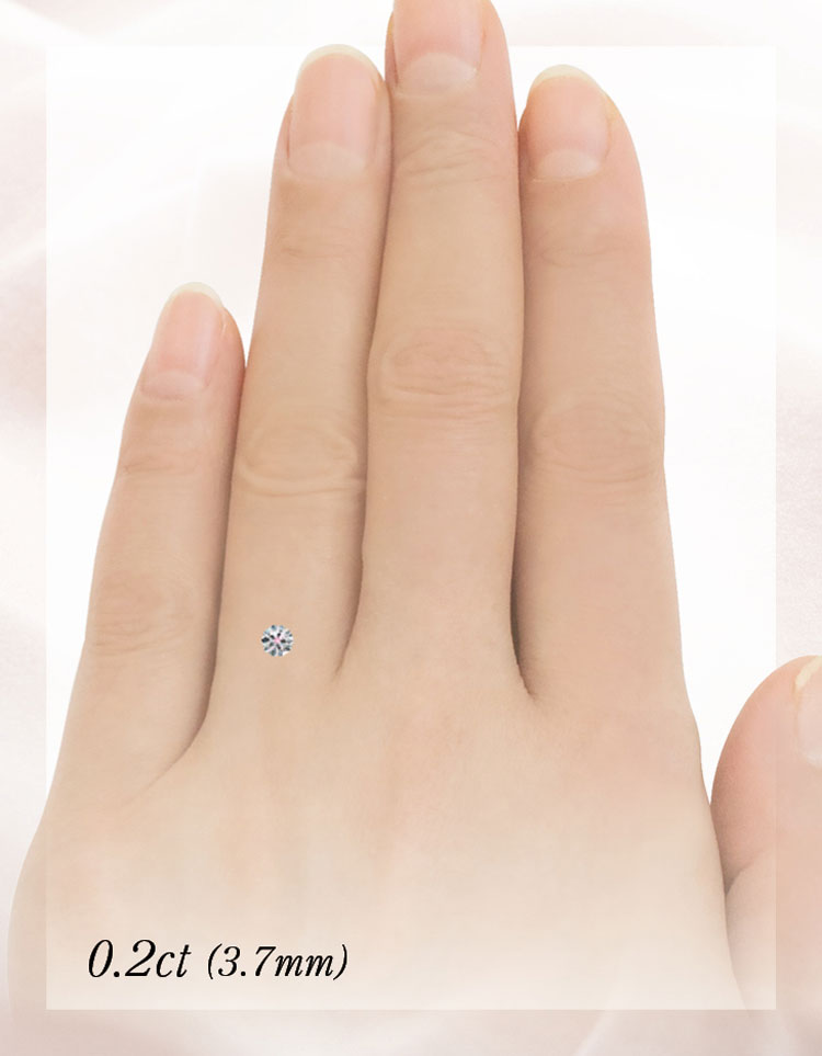 婚約指輪・ダイヤモンドの大きさ　装着イメージ　0.2カラット