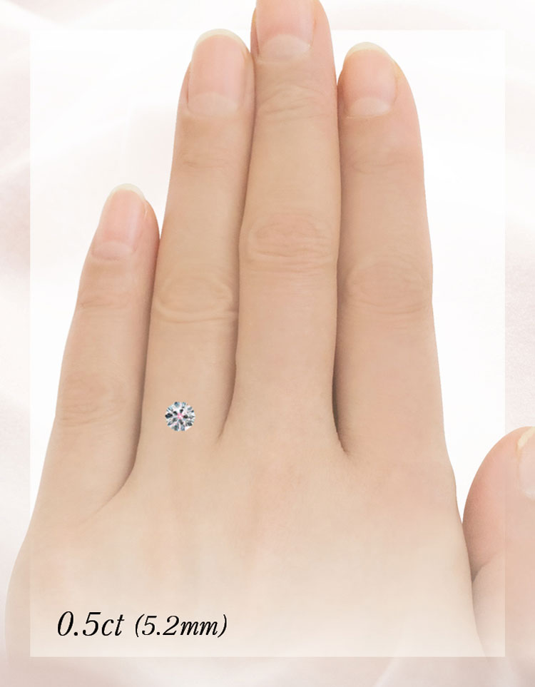 婚約指輪・ダイヤモンドの大きさ　装着イメージ　0.5カラット