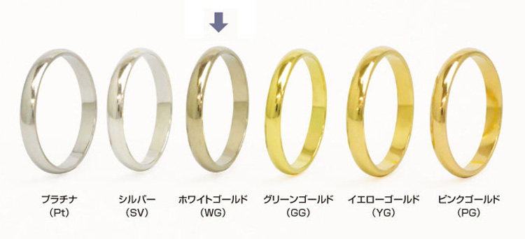 ホワイトゴールドで作る婚約指輪(エンゲージリング)　ゴールド6種類