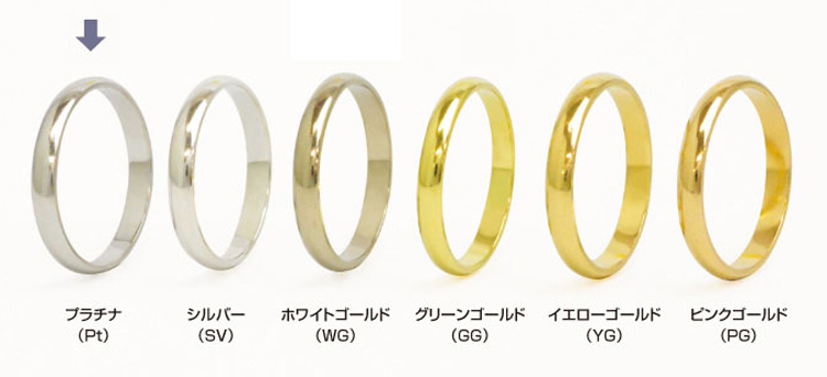 プラチナで作る結婚指輪(マリッジリング)　金属素材見本