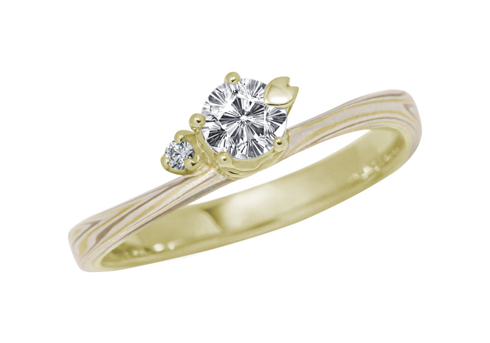 イエローゴールドで作る婚約指輪(エンゲージリング)　ホワイトゴールド（WG）×イエローゴールド（YG）×シルバー（SV）の婚約指輪