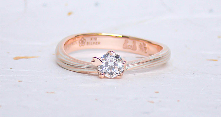 ピンクゴールドで作る婚約指輪(エンゲージリング)　ピンクゴールド×シルバーの婚約指輪