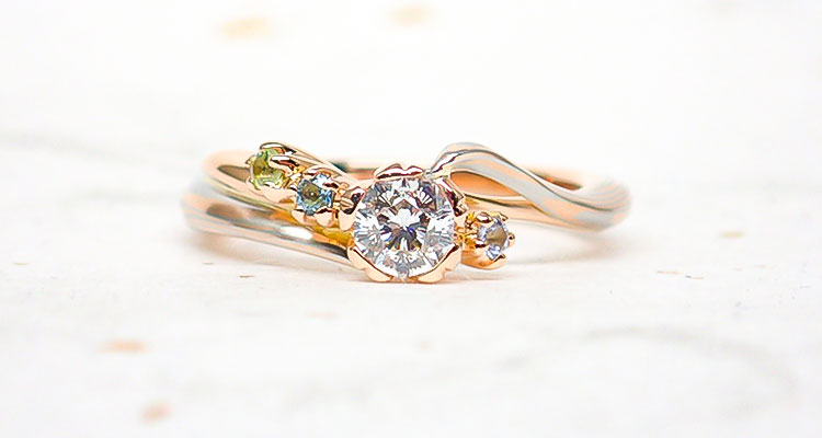 プラチナで作る婚約指輪(エンゲージリング)　プラチナ×ピンクゴールドの婚約指輪
