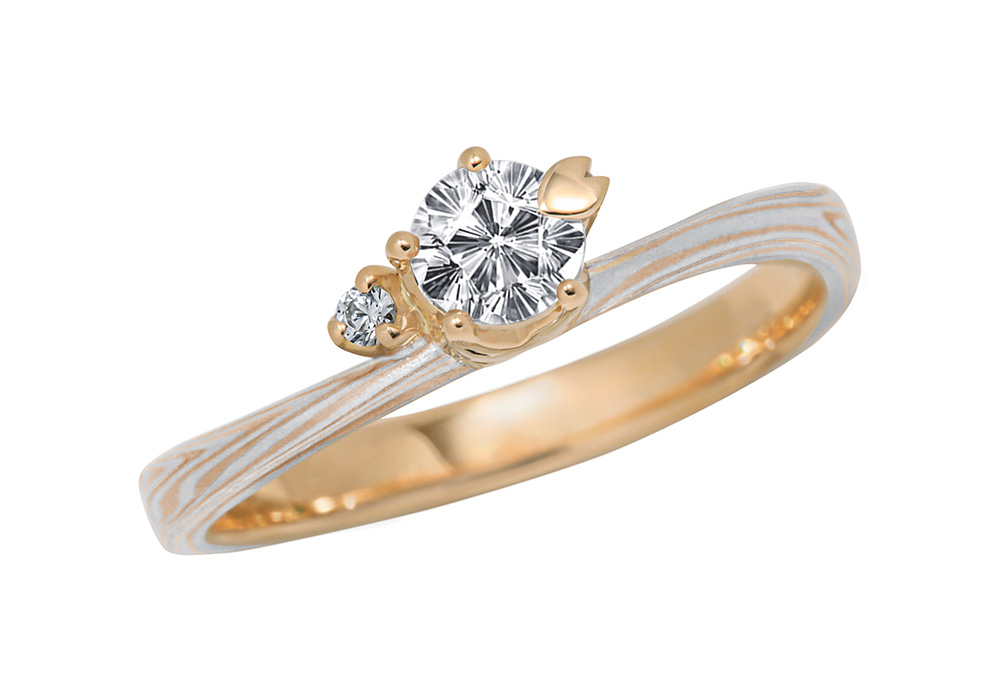 ピンクゴールドで作る婚約指輪(エンゲージリング)　プラチナ（Pt）×ピンクゴールド（PG）の婚約指輪