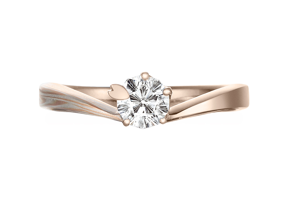ピンクゴールドで作る婚約指輪(エンゲージリング)　ピンクゴールド（PG）×シルバー（SV）内リングピンクゴールドの婚約指輪