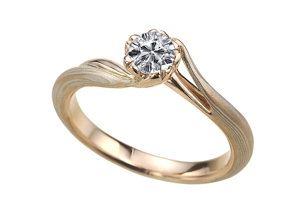 ピンクゴールドで作る婚約指輪(エンゲージリング)　ピンクゴールド（PG）×シルバー（SV）の婚約指輪
