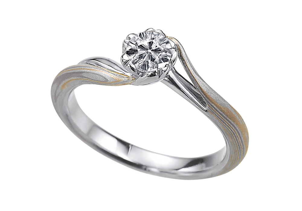 プラチナで作る婚約指輪(エンゲージリング)　プラチナ（Pt）×ピンクゴールド（PG）×シルバー（SV）の婚約指輪