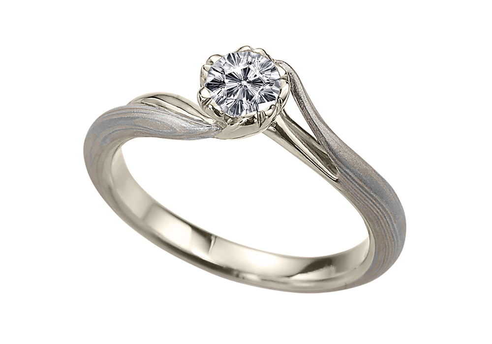 ホワイトゴールドで作る婚約指輪(エンゲージリング)　プラチナ（Pt）×ホワイトゴールド（WG）の婚約指輪