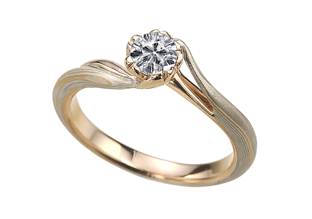 ピンクゴールドで作る婚約指輪(エンゲージリング)　ホワイトゴールド（WG）×ピンクゴールドひとすじ（PG）×シルバー（SV）の婚約指輪