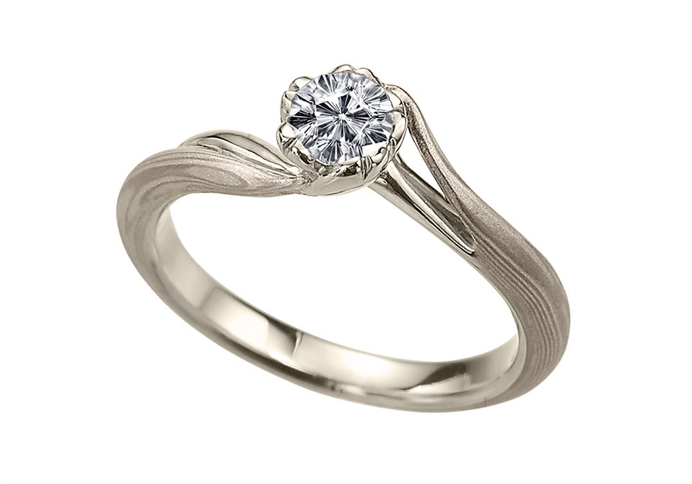 ホワイトゴールドで作る婚約指輪(エンゲージリング)　ホワイトゴールド（WG）×シルバー（SV）の婚約指輪