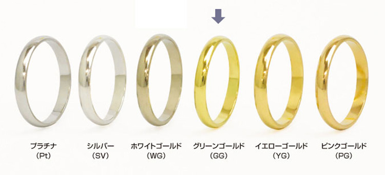 グリーンゴールドで作る結婚指輪(エンゲージリング)　金属素材見本