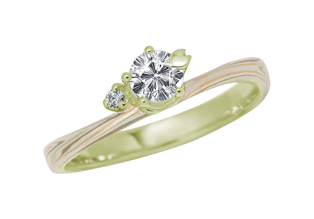 グリーンゴールドで作る婚約指輪(エンゲージリング)　イエローゴールド（YG）×シルバー（SV）の婚約指輪
