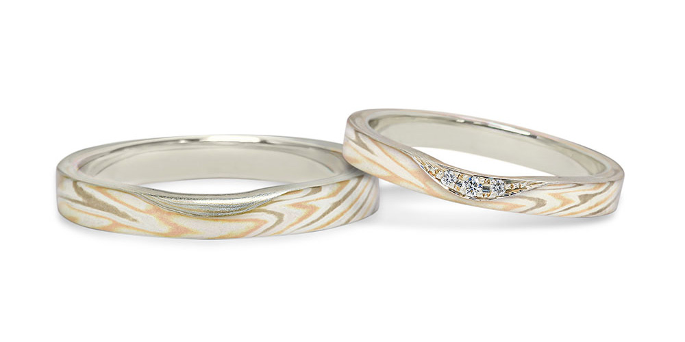 ホワイトゴールド 結婚指輪 マリッジリング 2本セット ペアリング K10wg ハワイアンジュエリー ストレート