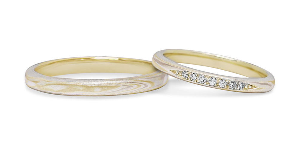 イエローゴールドで作る結婚指輪(エンゲージリング)　ホワイトゴールド（WG）×イエローゴールド（YG）×シルバー（SV）の結婚指輪