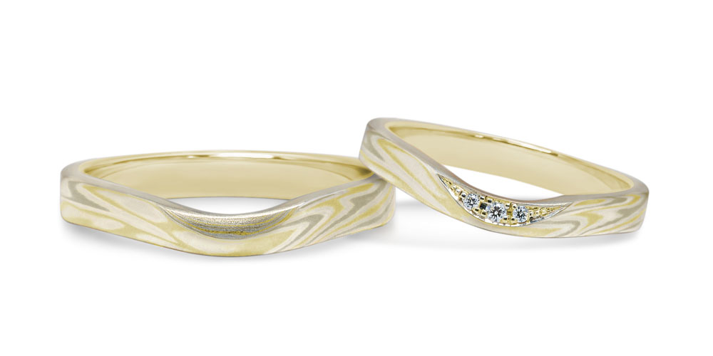 イエローゴールドで作る結婚指輪(エンゲージリング)　ホワイトゴールド（WG）×イエローゴールド（YG）×シルバー（SV）の結婚指輪