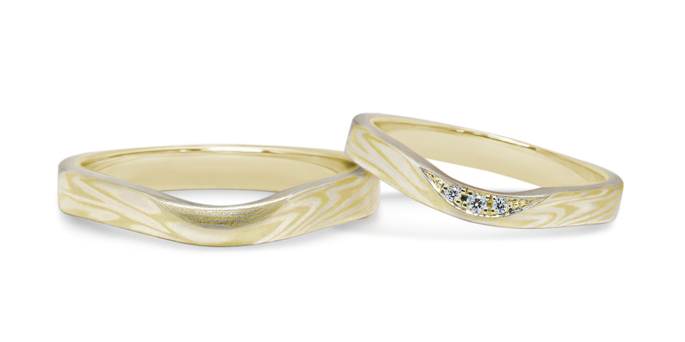 ☆杢目金屋☆ マリッジリング 結婚指輪 K18 SV イエローゴールドで作る結婚