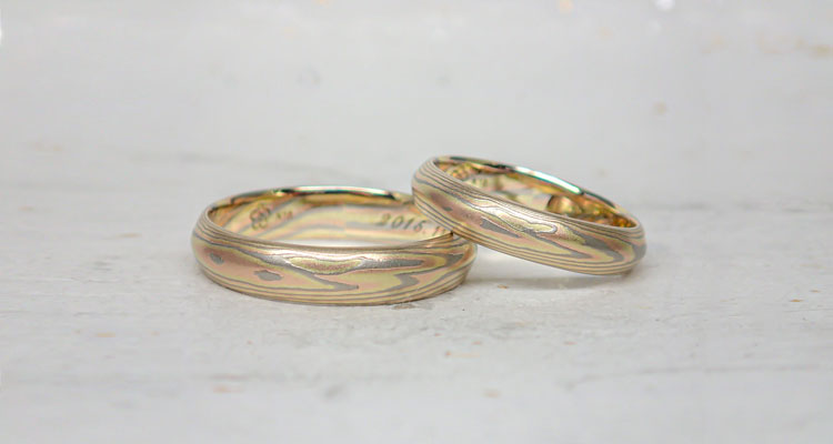 結婚指輪のオーダーメイド　素材 ホワイトゴールド（WG）×ピンクゴールド（PG）×グリーンゴールド（GG）指輪見本
