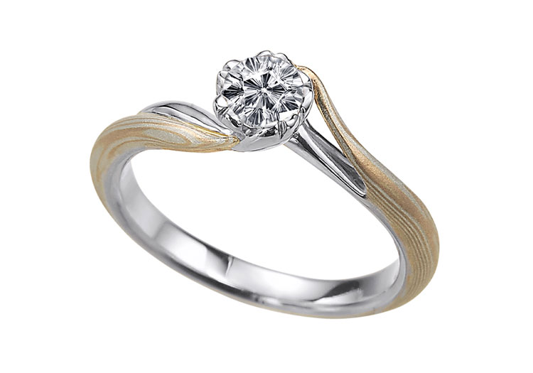 婚約指輪のオーダーメイド　素材ピンクゴールド（PG）×シルバー（SV）指輪見本