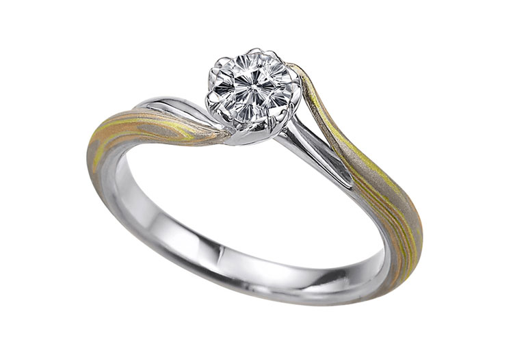 婚約指輪のオーダーメイド　素材 ホワイトゴールド（WG）×ピンクゴールド（PG）×グリーンゴールド（GG）指輪見本