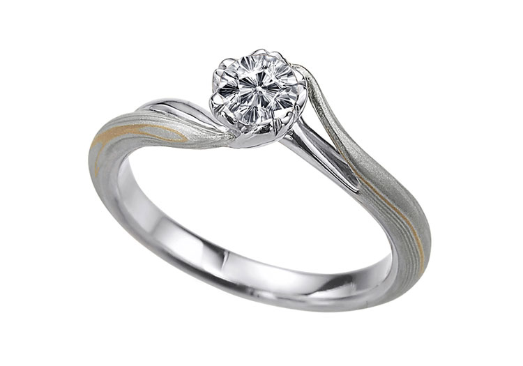 婚約指輪のオーダーメイド　素材 プラチナ（Pt）×ピンクゴールドひとすじ（PG）×シルバー（SV）指輪見本