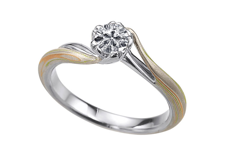 婚約指輪のオーダーメイド　素材ホワイトゴールド（WG）×ピンクゴールド（PG）×グリーンゴールド（GG）×シルバー（SV）
