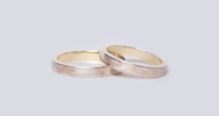 結婚指輪のオーダーメイド　素材ピンクゴールド（PG）×シルバー（SV）指輪見本