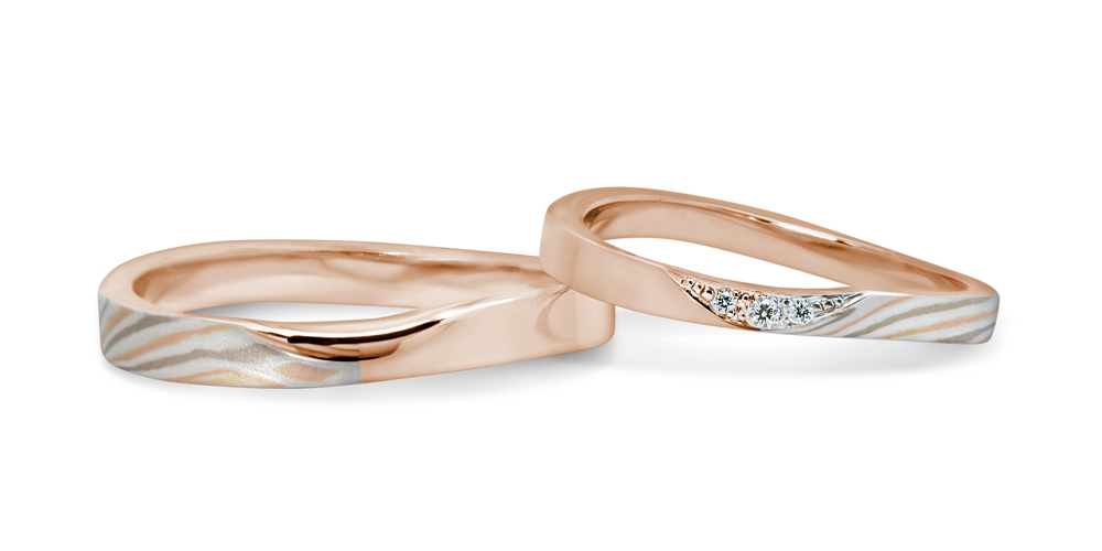 ピンクゴールドを使用した結婚指輪 | 結婚指輪・婚約指輪の杢目金屋