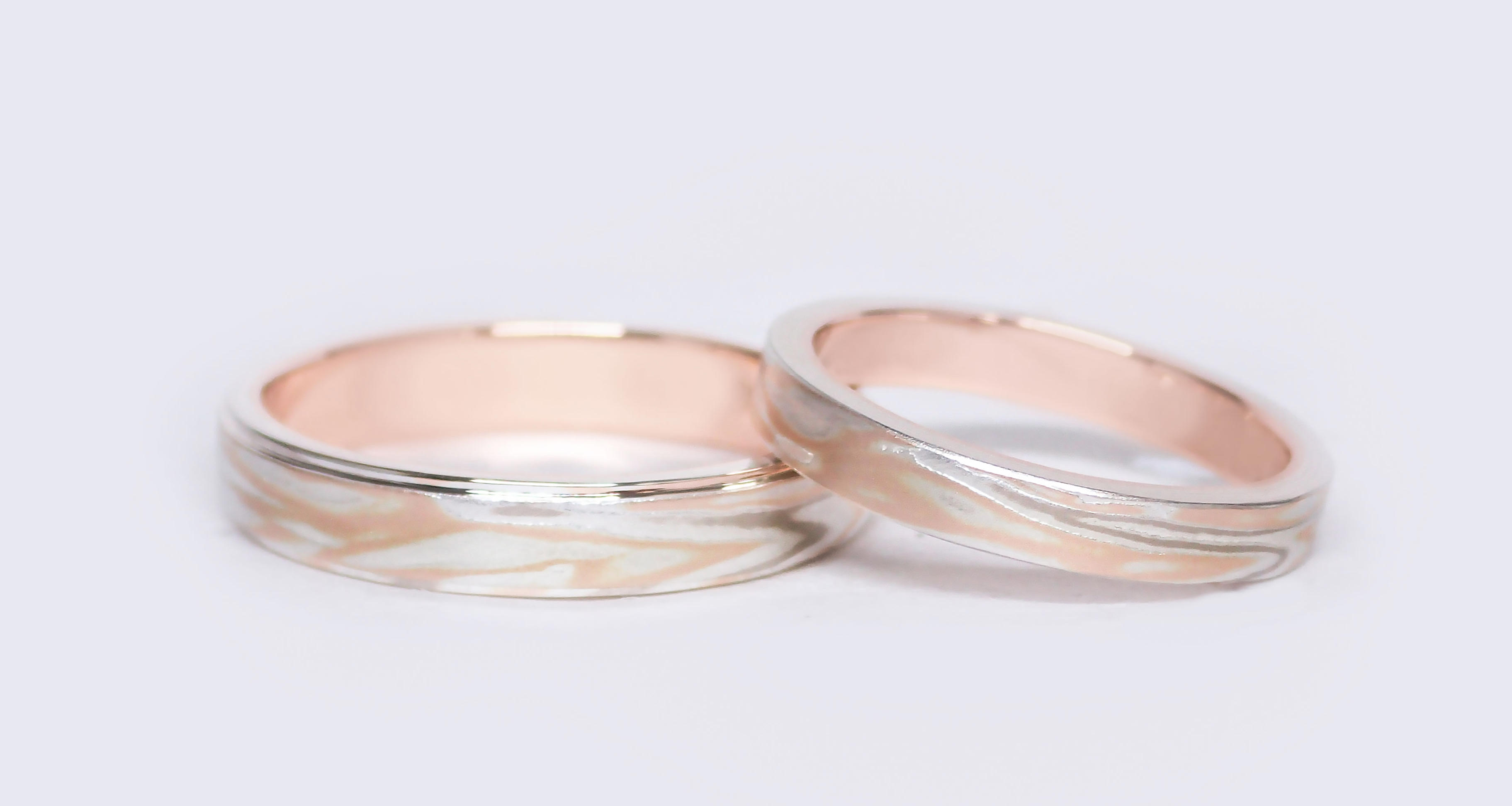ピンクゴールドを使用した結婚指輪 結婚指輪 婚約指輪の杢目金屋 ピンクゴールドを使用した結婚指輪 結婚指輪 婚約指輪の杢目金屋