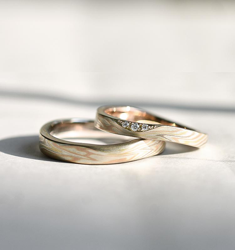結婚指輪「木目金波型」｜和オーダーメイドの杢目金屋