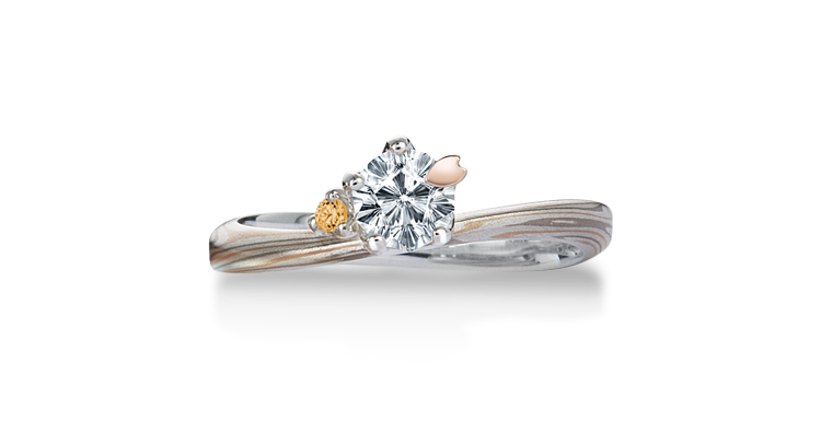 Engagement ring（Koi-kaze）: brown diamond on the surface