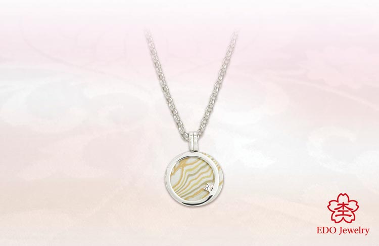 EDO jewelry pendant collection Mokume-Kasane white gold