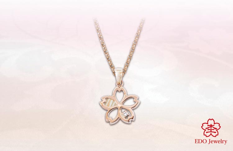EDO jewelry pendant collection Sakura-Kasane pink gold